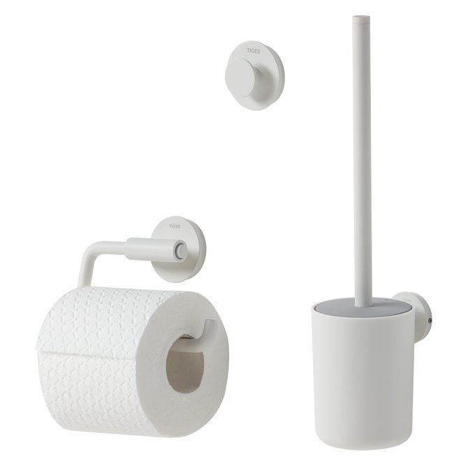 Ensemble support brosse WC et porte-papier toilettes -  Couleur  Blanc