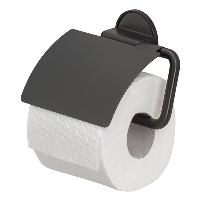 Tune - Toilettenpapierhalter mit Schwarz Tiger / Schwarz Tiger Deckel gebürstet Metall