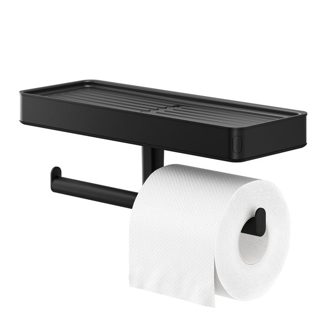 Windspeed Porte-rouleau de papier toilette 2 en 1 avec étagère, support  mural pour salle de bain et cuisine (noir)
