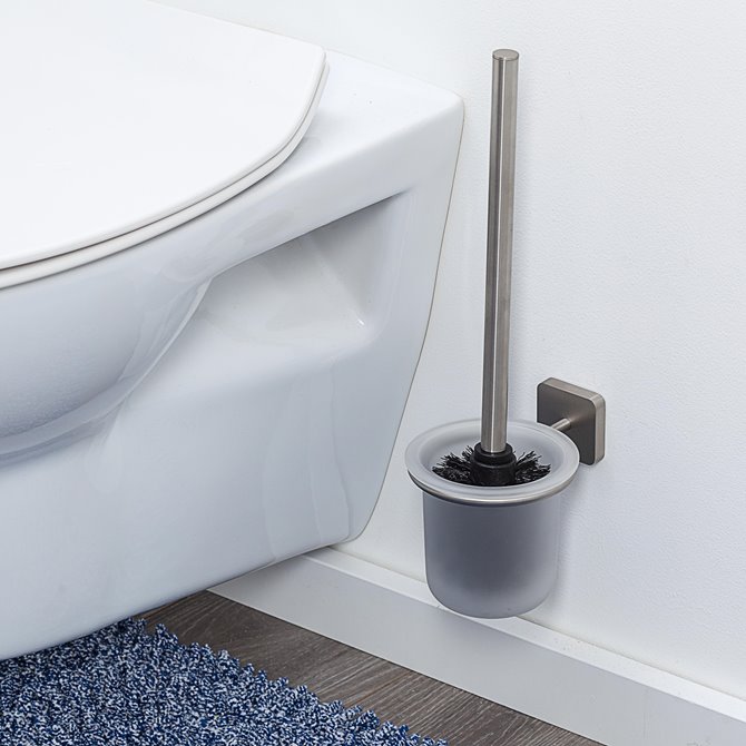 Accessoires de bain - Porte-brosse WC en acier inoxydable chromé
