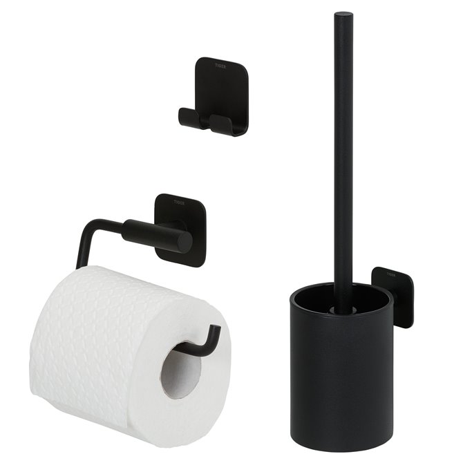 Tiger - Tiger Colar Ensemble d'accessoires de toilettes - Brosse WC avec  support - Porte-rouleau papier toilette sans rabat - Crochet  porte-serviette – Noir