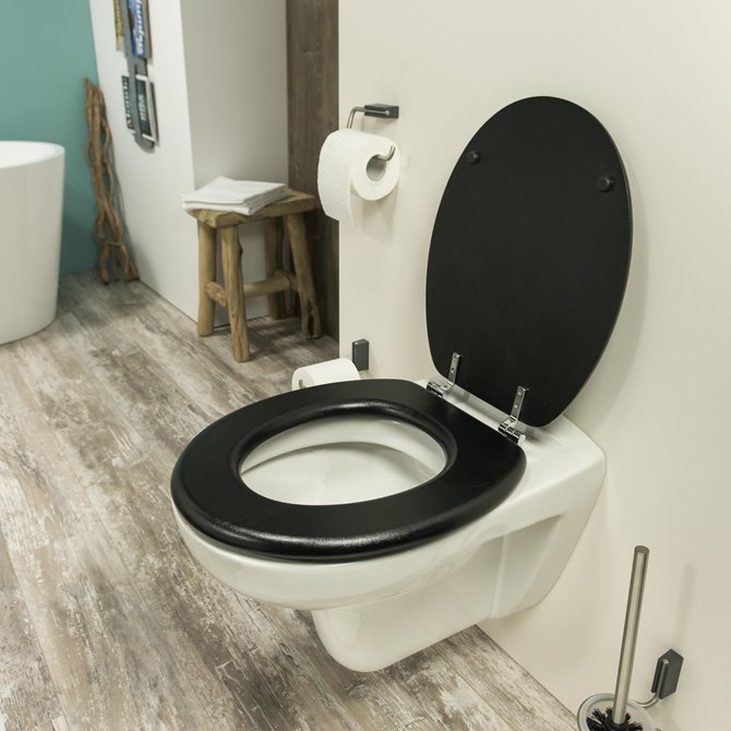 - Tiger Leatherlook Toiletbril met MDF Zwart