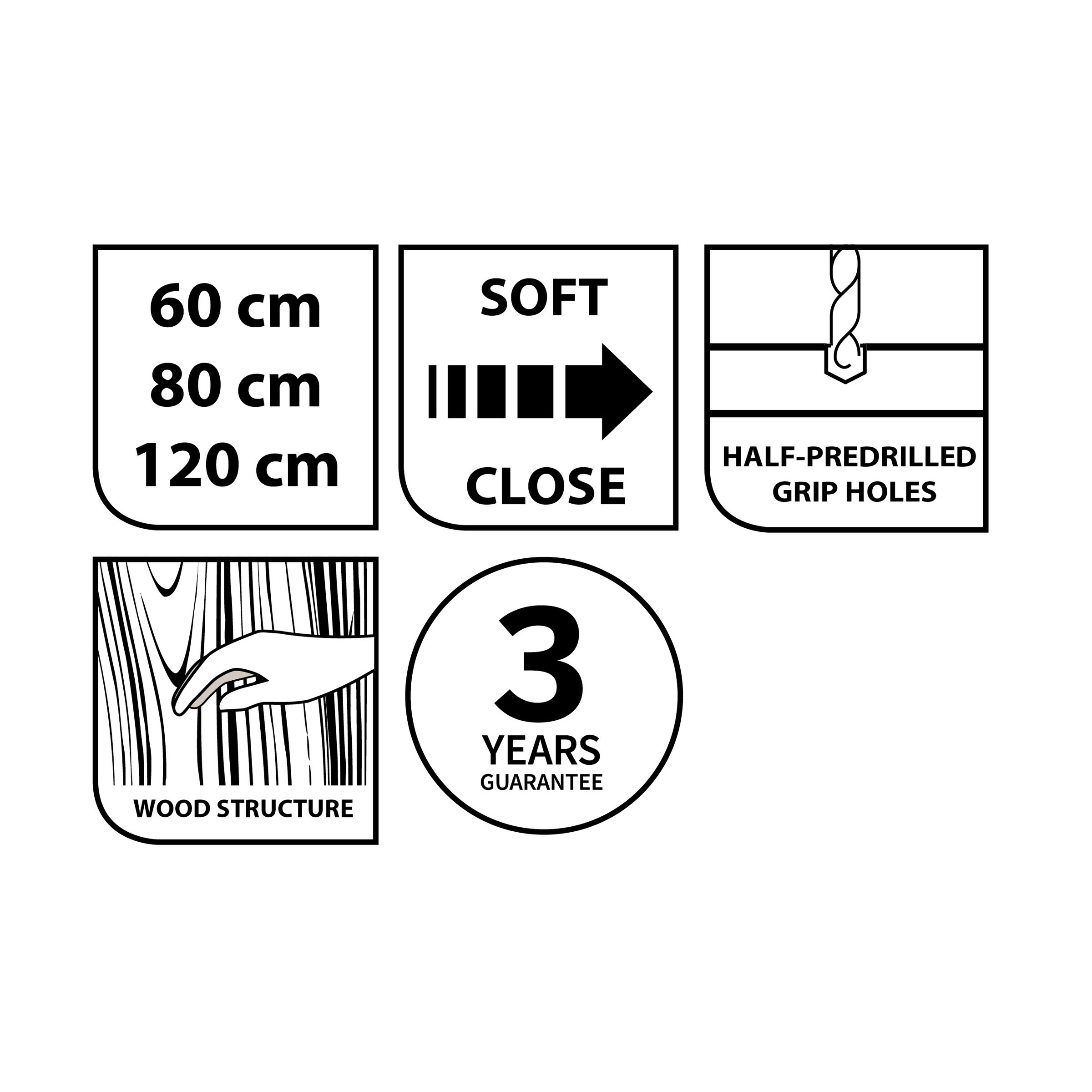 maat softclose boorgaten houtnerf garantie